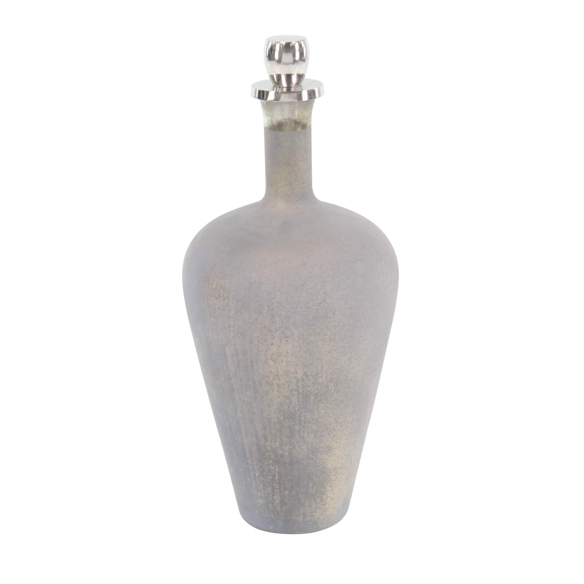 28" Silver Glass Modern Decorative Bottle